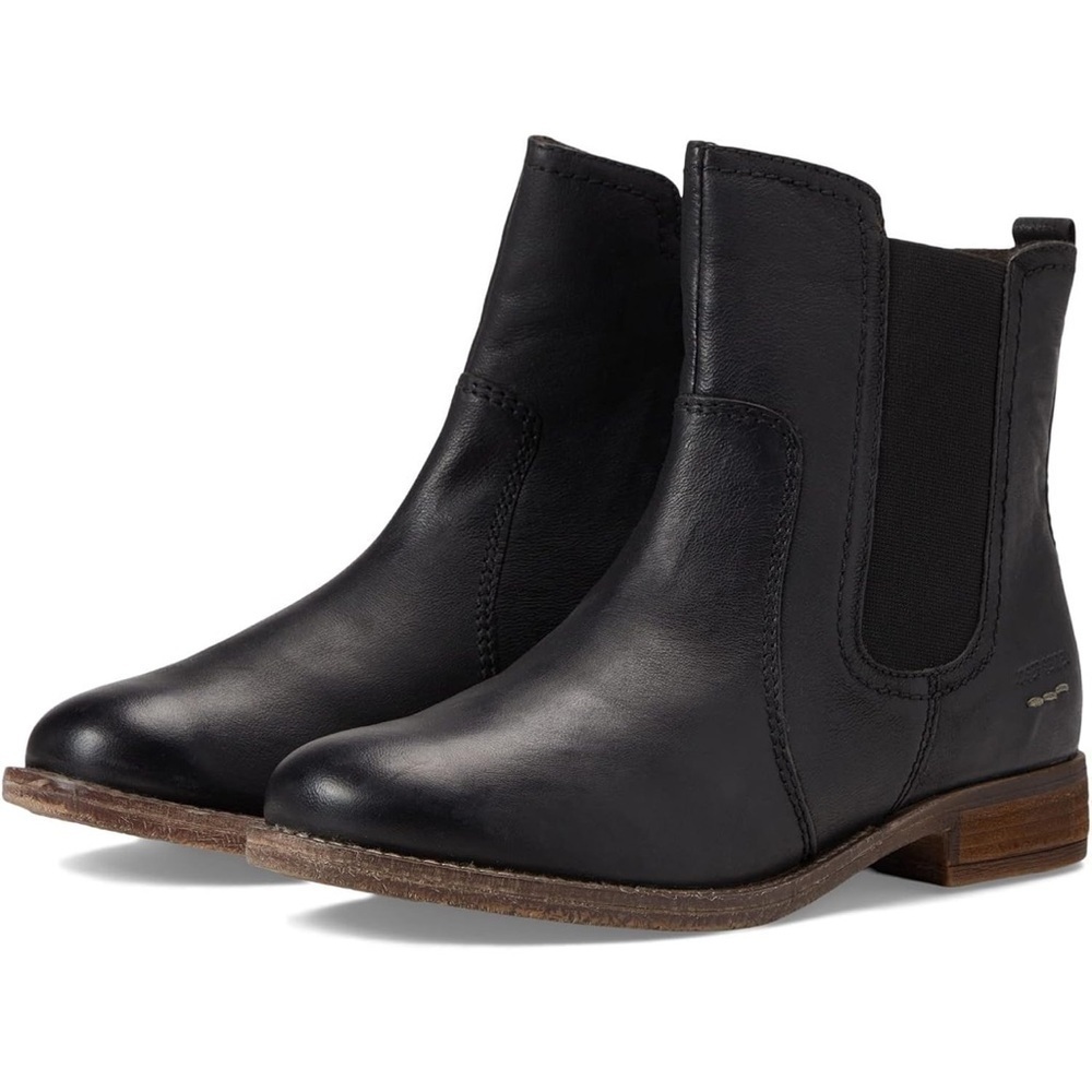 Josef Seibel Sienna 80 Black Leather Women's 9 Flat Ankle Boots Round Toe Riding